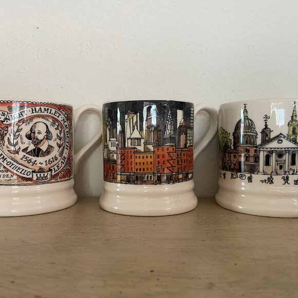 Three Emma Bridgewater Mugs London New York Shakespeare perfect condition